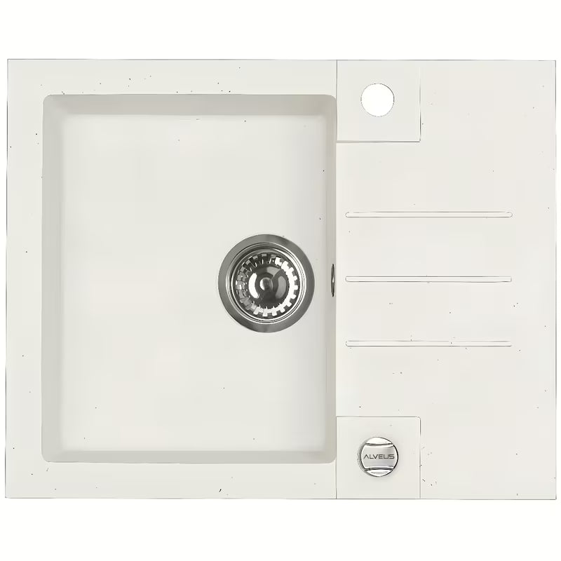 Granitinė virtuvės plautuvė Alveus ant stalviršio 595 x 475 mm, spalva White 11