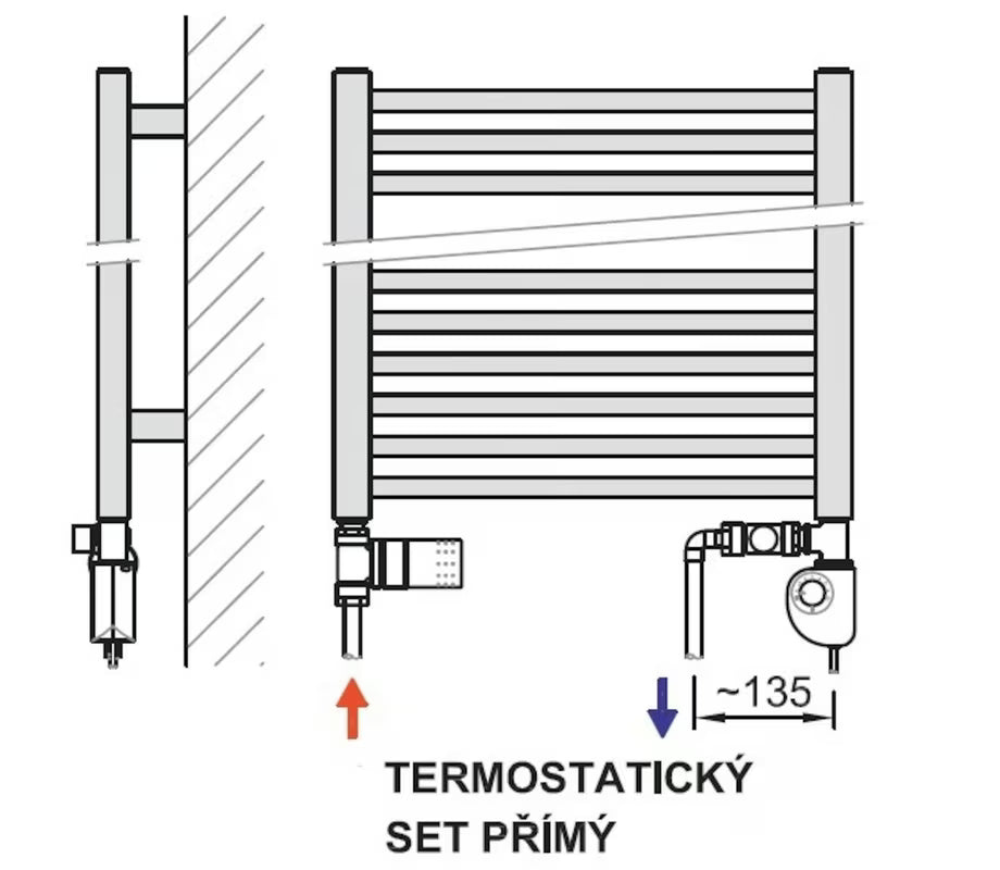 Chromo spalvos kombinuotas rankšluosčių džiovintuvas Anima Titus 55x125 cm su centriniu 50 mm prijungimu