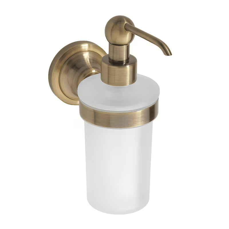 Sieninis skysto muilo dozatorius Bemeta Ricordi, bronzos spalvos, retro stiliaus, su matiniu stiklu.