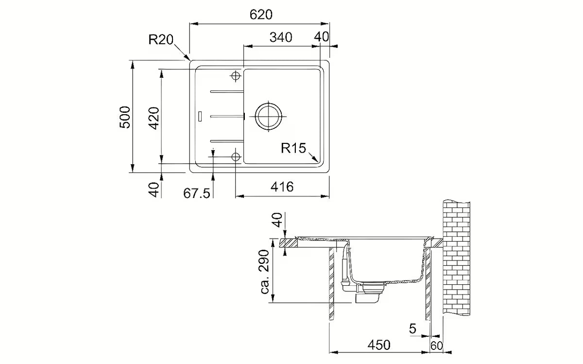 Granitinė virtuvės plautuvė Franke BFG 611-62 su reversiniu nusausinimo padėklu, beige-matt spalvos