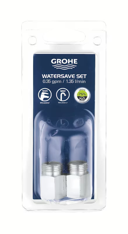 Taupusis rinkinys Grohe su chromuotu aeratoriumi ir srauto reguliatoriumi pro M22/24 aeratoriai