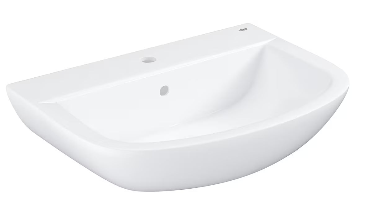 Pakabinamas praustuvas Grohe Bau Ceramic 65 baltos spalvos su persipylimu ir anga pro maišytuvui