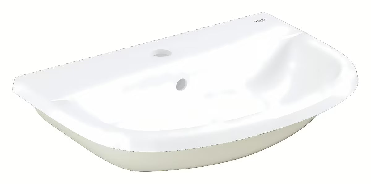 Įleidžiamas praustuvas Grohe Bau Ceramic 55, alpine white spalvos, su persipylimu ir anga pro maišytuvui