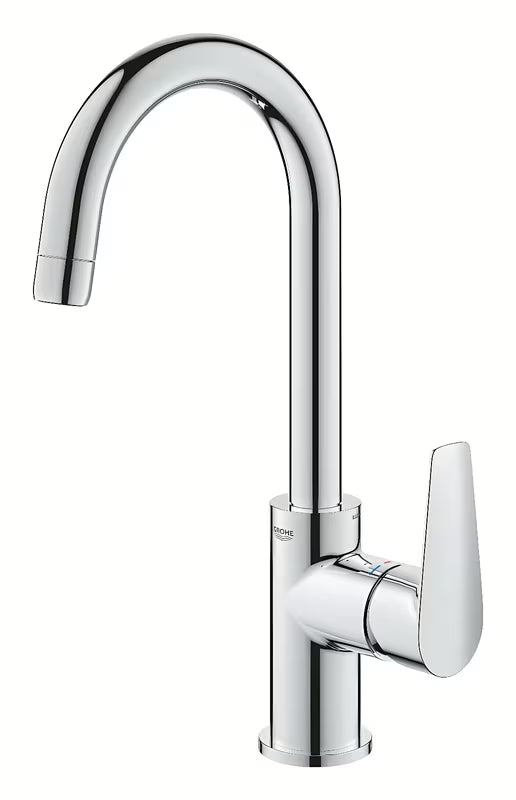 Aukšta svirtinis praustuvo maišytuvas Grohe bauedge chromo spalvos su praustuvo dugno vožtuvas.