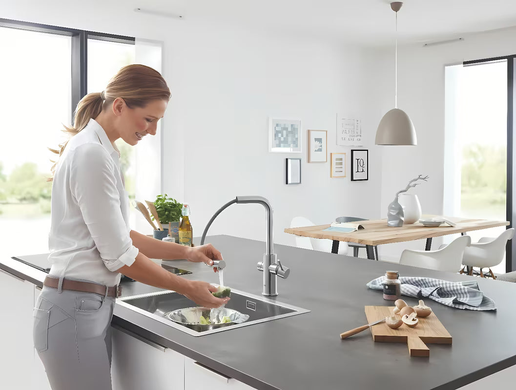 Grohe Blue Home virtuvinis maišytuvas supersteel su filtravimo funkcija ir pro gazuoto vandens aušintuvu