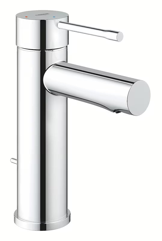 Chromuotas praustuvo svirtinis maišytuvas Grohe Essence New su praustuvo dugno vožtuvas su vandens taupymo technologijomis.