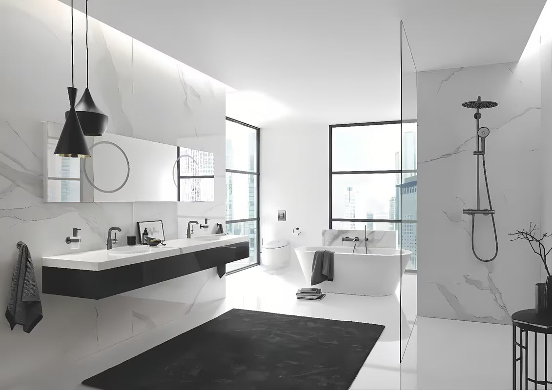 Praustuvo svirtinis maišytuvas Grohe Essence New su praustuvo dugno vožtuvas, brushed hard graphite spalvos.