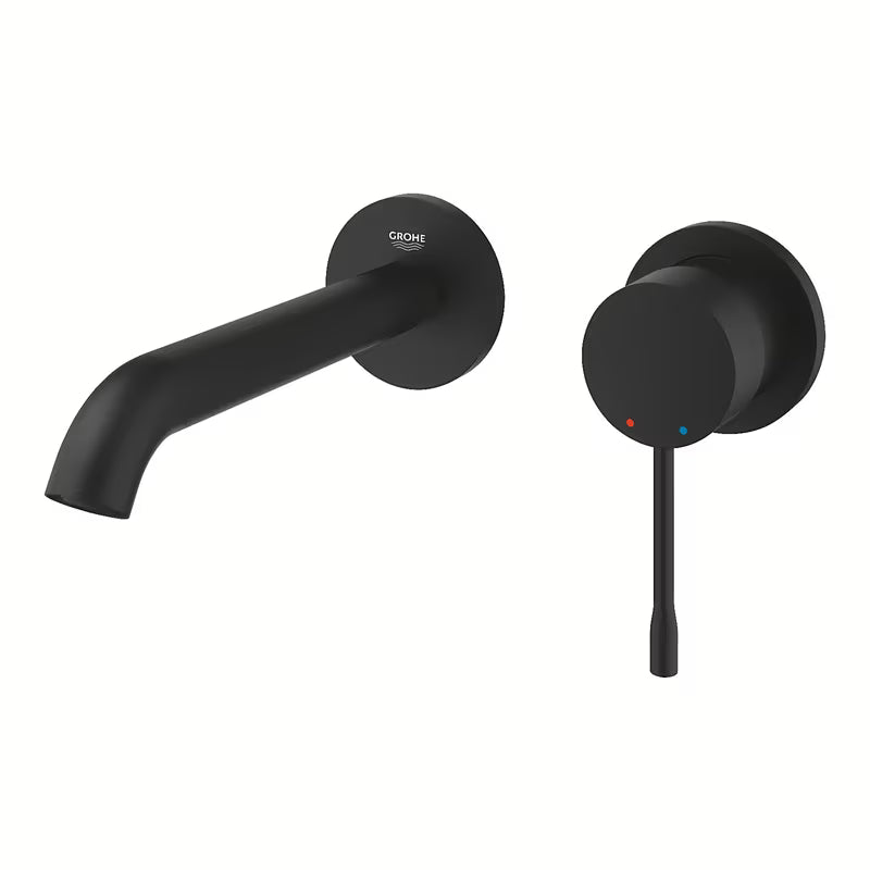 Grohe Essence New potinkinė praustuvo maišytuvas montuojamas ant sienos, phantom black spalvos, su svirtimi ir rozete