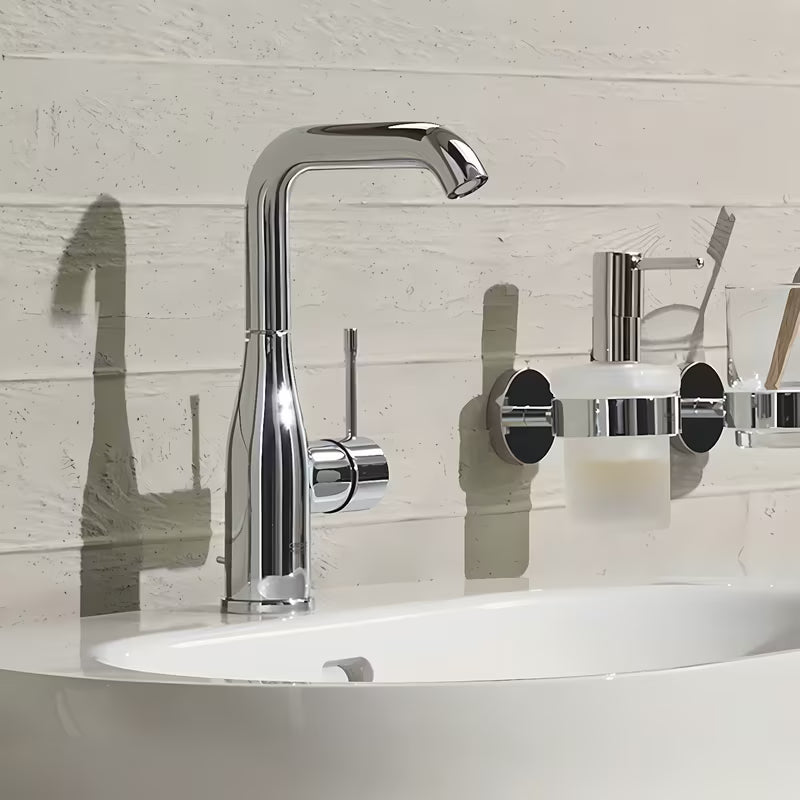 Grohe Essence New aukštas praustuvo maišytuvas chromo spalvos su pasukamu snapu ir snapu