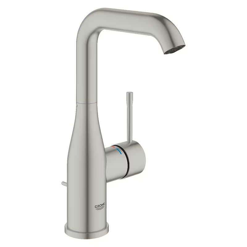 Aukšta svirtinis praustuvo maišytuvas Grohe Essence New, apdaila supersteel, su pasukamu snapu