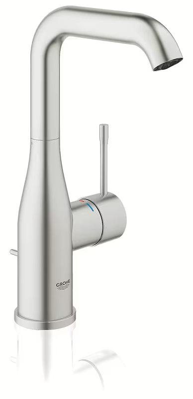 Aukšta svirtinis praustuvo maišytuvas Grohe Essence New, apdaila supersteel, su pasukamu snapu