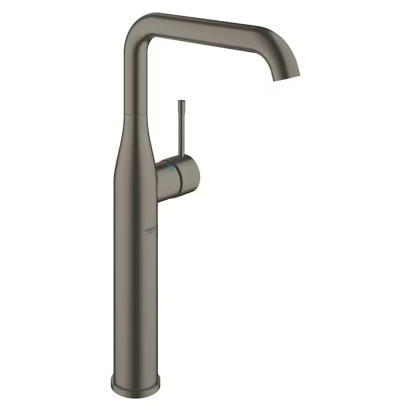 Aukštas praustuvo maišytuvas Grohe Essence New, paviršius brushed hard graphite su pasukamu snapu.