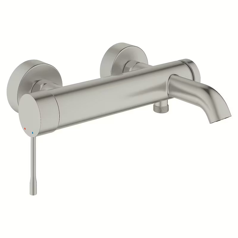 Sieninė vonios maišytuvas Grohe Essence New, matinė apdaila supersteel su perjungėju, voniai / dušui