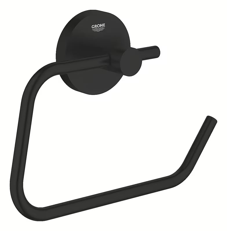 Matinės juodos spalvos tualetinio popieriaus laikiklis Grohe Essentials be dangtelio, su paslėptu tvirtinimu