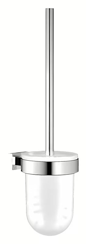 Sieninė WC šepetys Grohe Essentials Cube, chromo apdaila, su stikliniu indu ir paslėptu tvirtinimu