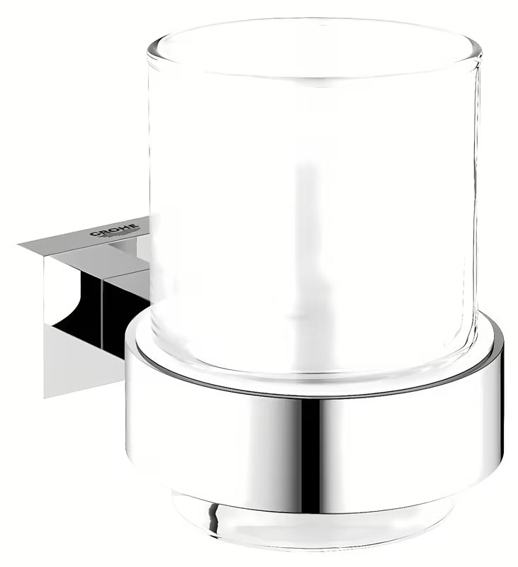 Grohe Essentials Cube sieninis stiklinės laikiklis su stikline, chromo apdaila