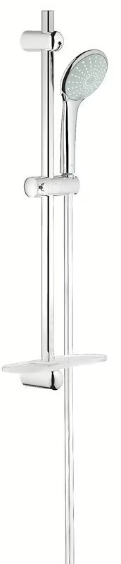 Dušo komplektas Grohe Euphoria 110 Duo, chromo spalvos, su rankiniu dušu, dušo stovu, žarna ir EasyReach lentynėle.