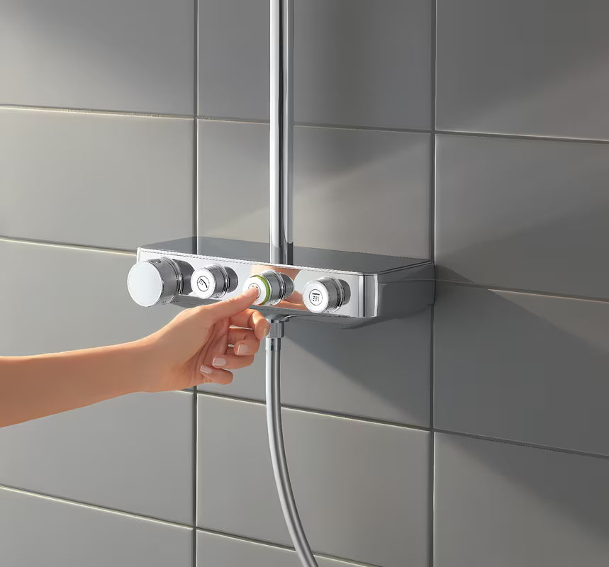 Chrominis dušo sistema Grohe Euphoria smartcontrol su termostatu, 310 mm viršutiniu dušu ir rankiniu dušu