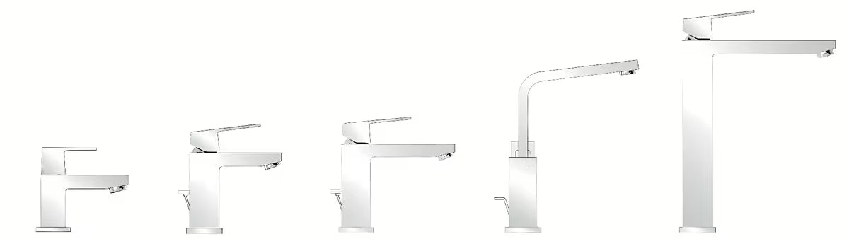Grohe Eurocube aukštas praustuvo maišytuvas, chromo spalvos, su svirtiniu valdymu ir pasukamu snapu