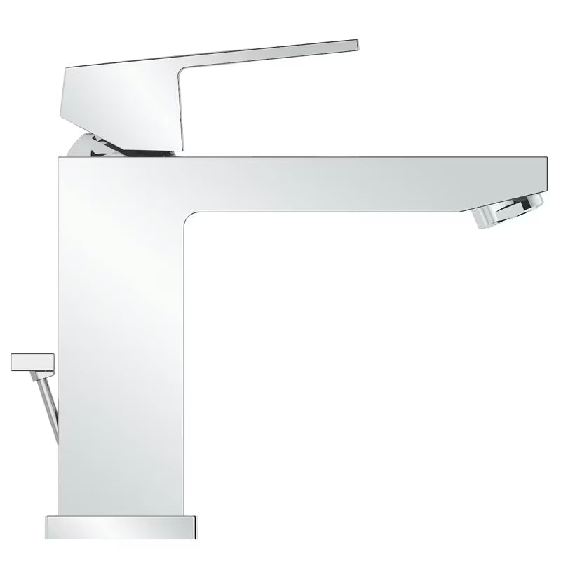 Chromuotas svirtinis praustuvo maišytuvas Grohe Eurocube su vidutinio aukščio snapu ir nuotako komplektu.