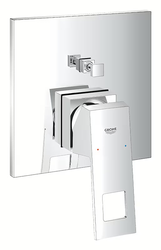 Potinkinė dušo ir vonios maišytuvas Grohe Eurocube chromo spalvos su svirtimi ir 2 krypčių perjungikliu