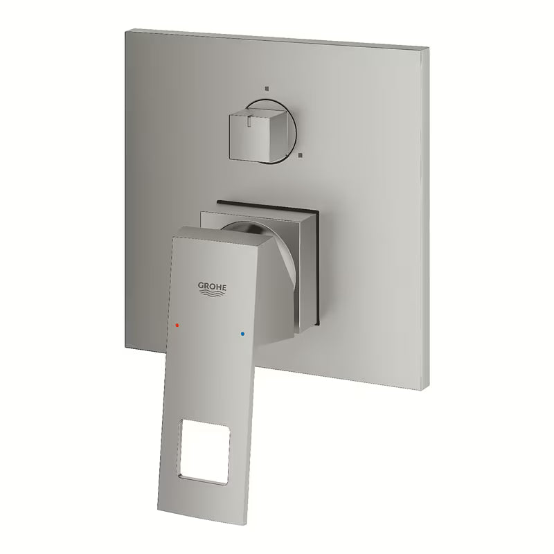 Potinkinė dušo ir vonios maišytuvas Grohe Eurocube supersteel su svirtimi ir 3 krypčių perjungikliu