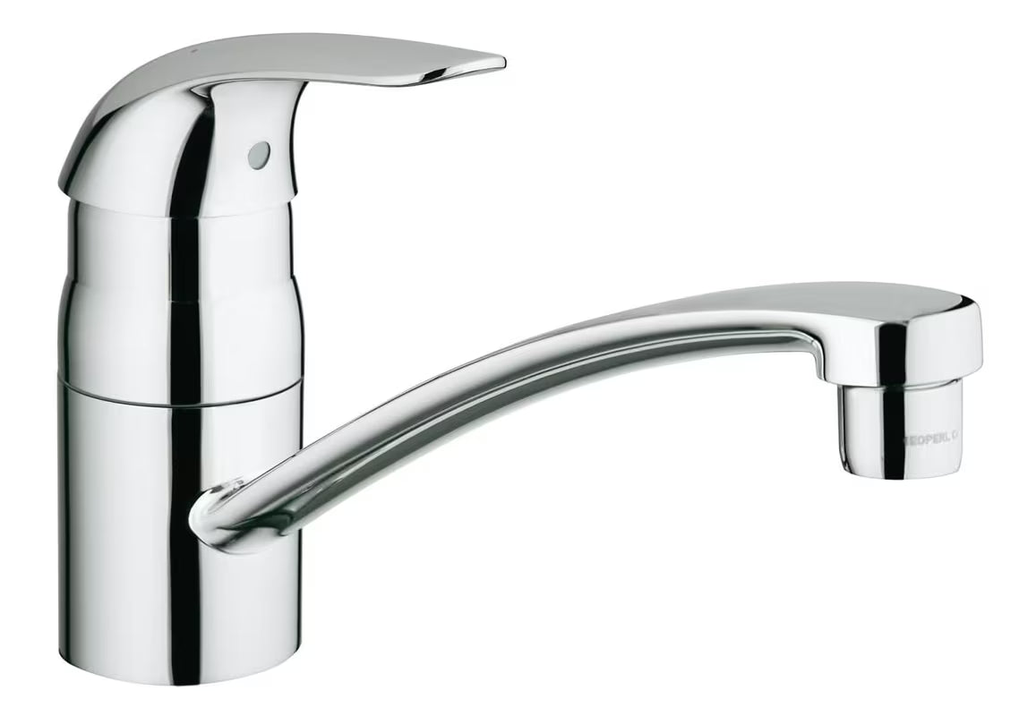 Chromuotas svirtinis virtuvinis maišytuvas Grohe Euroeco su pasukamu snapu, lenkto dizaino