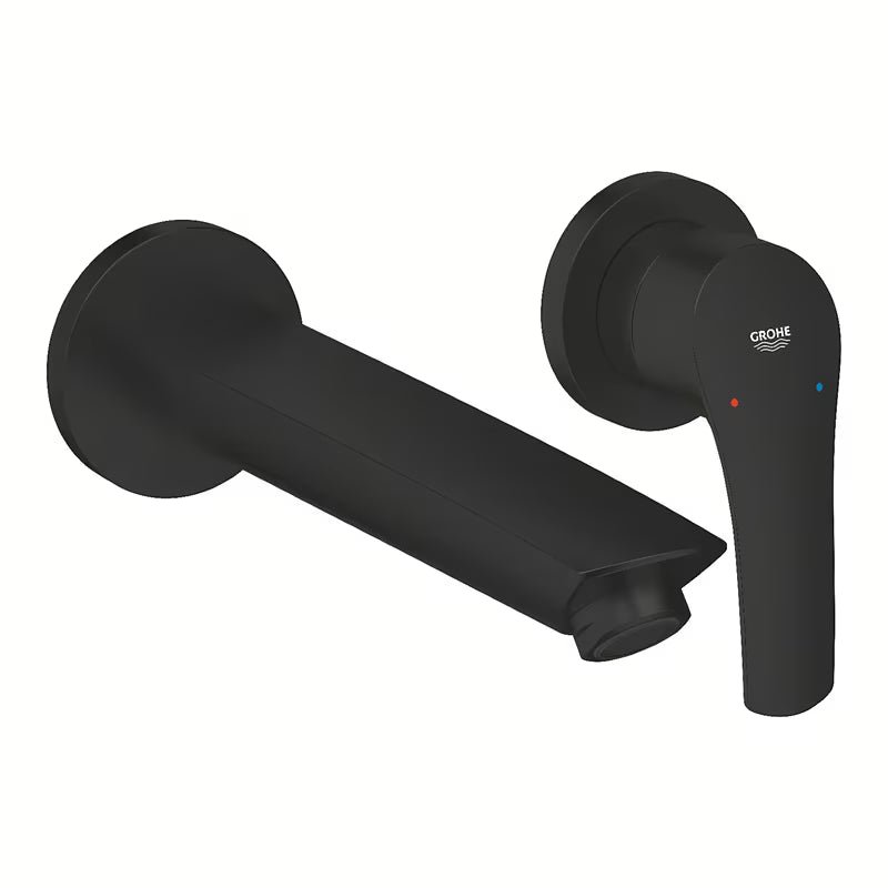 Potinkinė praustuvo maišytuvas Grohe Eurosmart matinės juodos spalvos pro, montuojamas prie sienos.