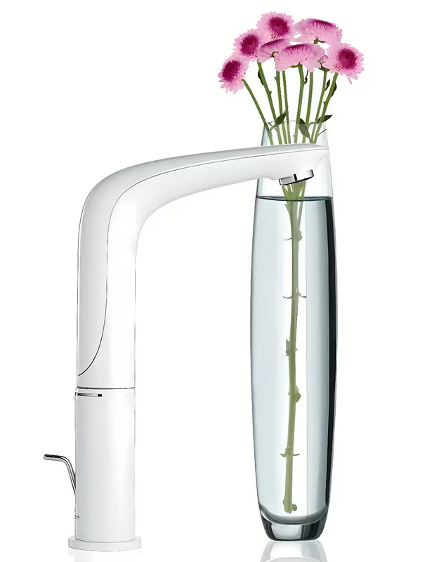 Aukšta svirtinis praustuvo maišytuvas Grohe Eurostyle New chromo spalvos, su pasukamu snapu ir nuotako komplektu.