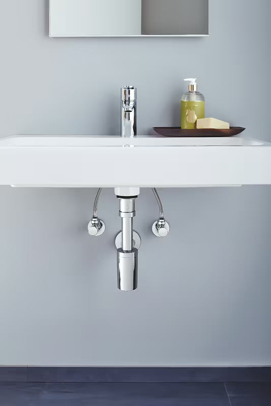 Kampinis ventilis Grohe chrome apdailos su metaline rozete ir ergonomiška metaline rankenėle.