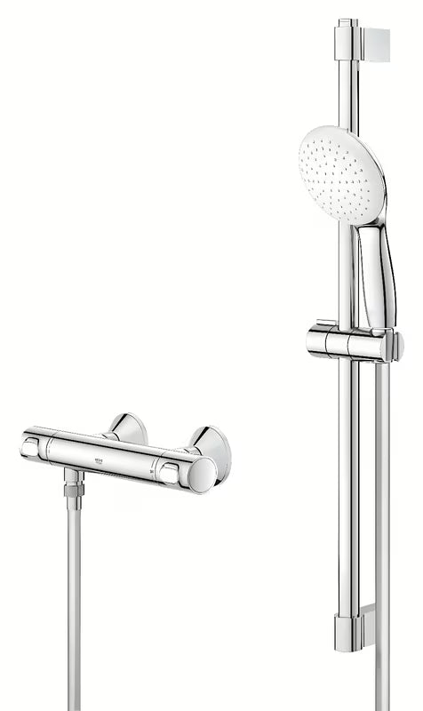 Grohe Grohtherm 500 termostatinė dušo maišytuvas chromo spalvos su dušo komplektu ir stovu