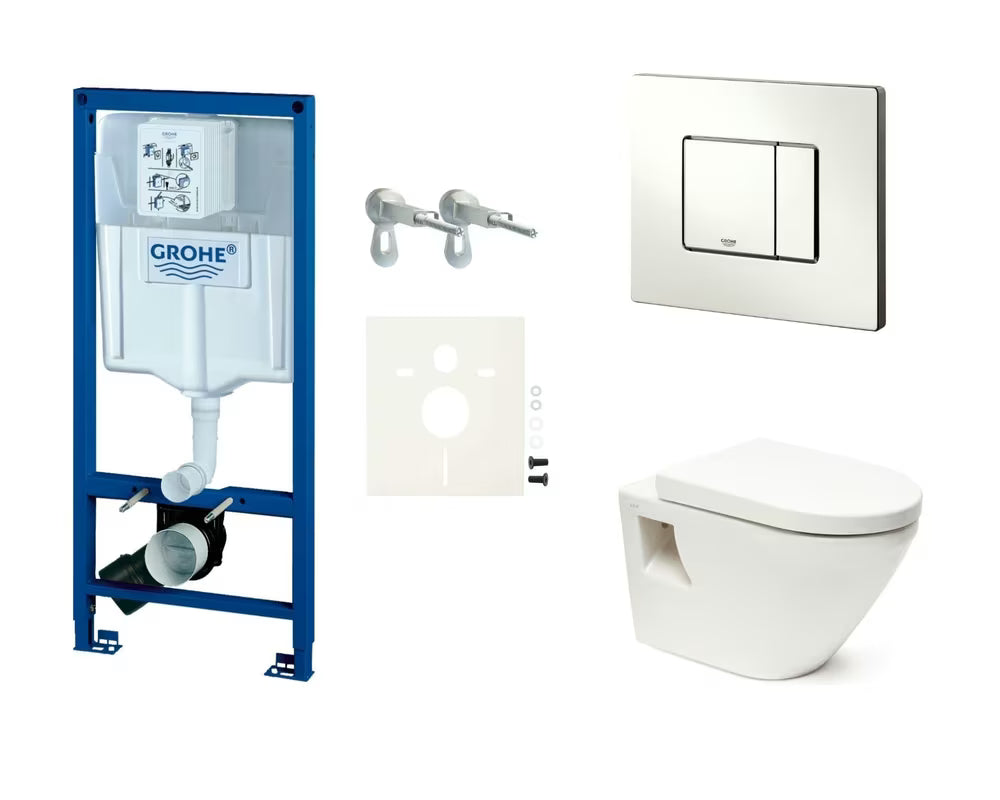 Pakabinami WC komplektas Vitra Integra su moduliu Grohe Rapid SL ir nuleidimo mygtuku Skate Cosmopolitan
