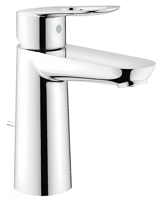Chromuotas svirtinis praustuvo maišytuvas Grohe bauloop pastatomas su išleidimo vožtuvu