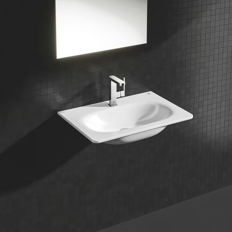 Chromuotas svirtinis praustuvo maišytuvas Grohe Plus su pasukamu snapu ir išleidimo komplektu