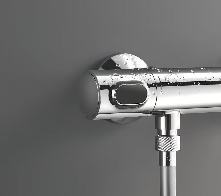 Grohe Precision Flow termostatinė dušo maišytuvas chromo spalvos, su dušo komplektu ir stovu