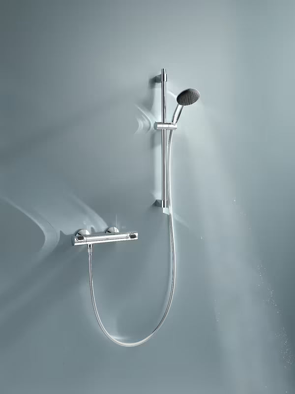 Grohe Precision Flow termostatinė dušo maišytuvas chromo spalvos, su dušo komplektu ir stovu