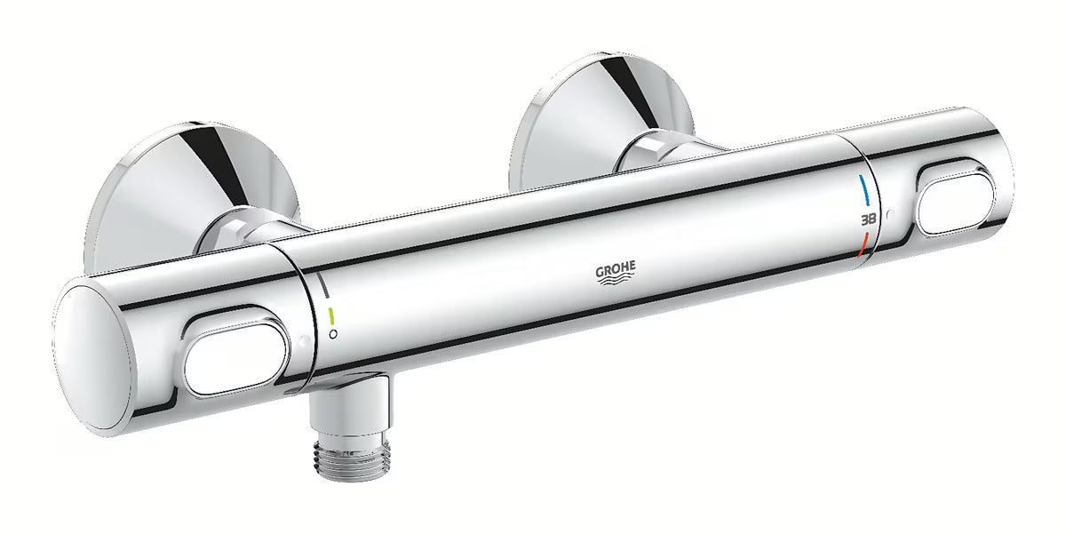 Termostatinė sieninė dušo maišytuvas Grohe Precision Flow chromo spalvos su SafeStop ir EcoJoy