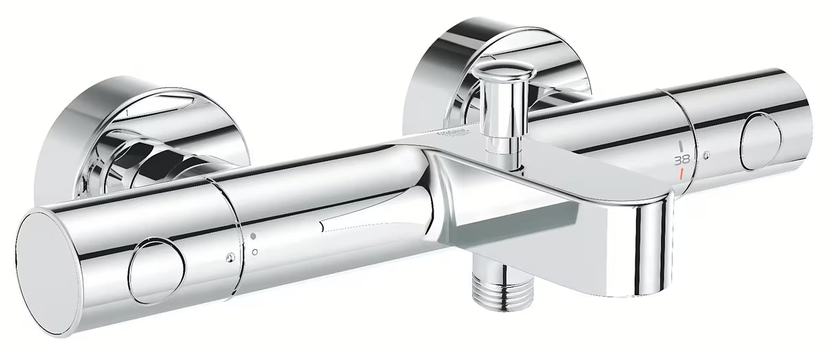 Termostatinė sieninė vonios maišytuvas Grohe Precision Get chromo spalvos su apatiniu dušo išvadu.