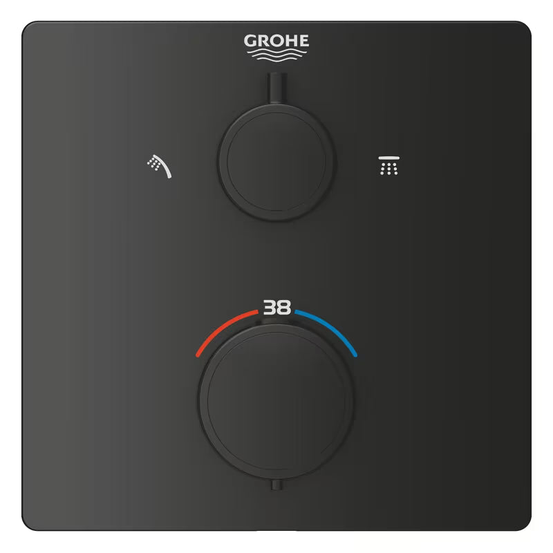 Potinkinis dušo sistema Grohe Precision Thermostat matinės juodos spalvos, su viršutiniu ir rankiniu dušu