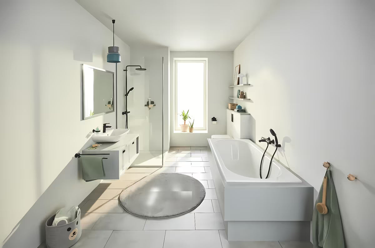Grohe Precision Trend termostatinė vonios maišytuvas matinės juodos spalvos pro, skirtas montuoti ant sienos