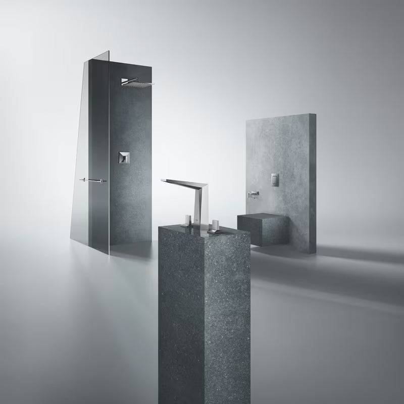 Viršutinis dušas Grohe Rainshower 310 Mono Cube su sieniniu dušo laikikliu, apdaila supersteel.