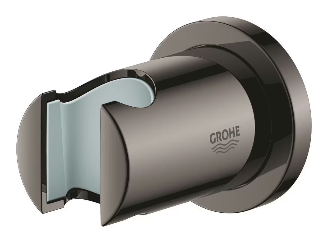 Nejudantis sieninis laikiklis rankinis dušai Grohe Rainshower neutral su apvalia rozete, Hard Graphite spalvos.