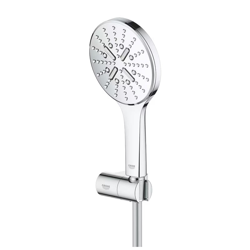 Chromuotas dušo komplektas Grohe Rainshower smartactive 130 su rankine dušo galvute, laikikliu ir 1500 mm žarna