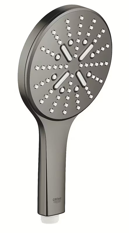Rankinis dušas Grohe Rainshower 130 SmartActive, šlifuoto Hard Graphite paviršiaus, su trimis srovės režimais.