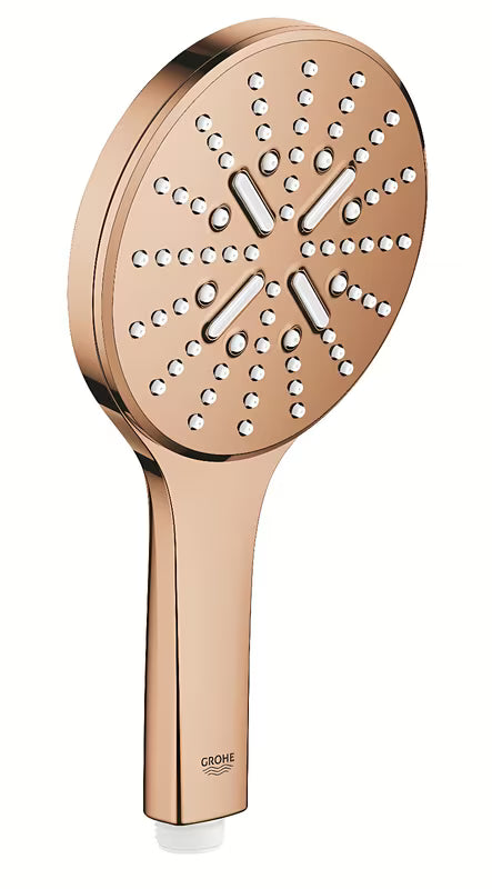 Rankinis dušas Grohe Rainshower 130 SmartActive, warm sunset paviršiaus apdailos, su trimis srovės režimais.