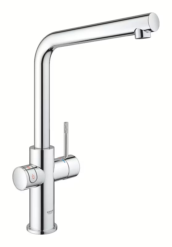 Chromuotas virtuvinis maišytuvas Grohe Red Duo su L snapu pro momentiniam verdančiam vandeniui