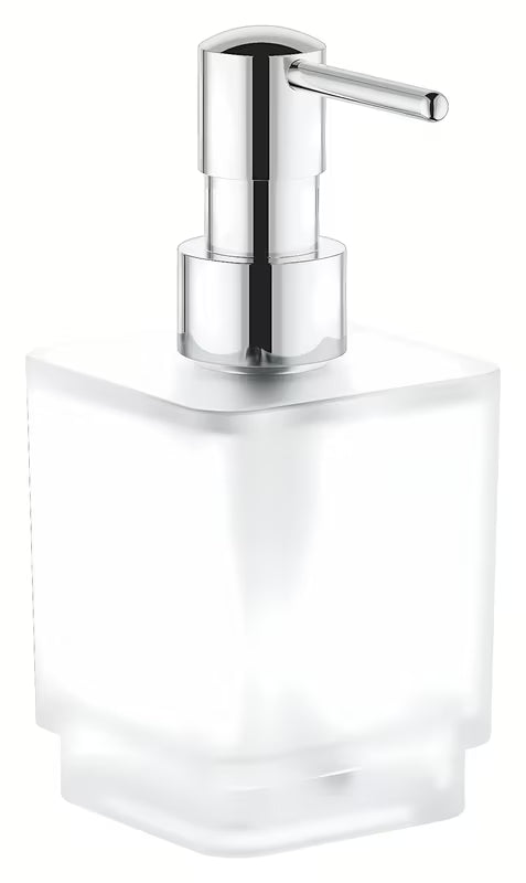 Chromuotas skysto muilo dozatorius Grohe Selection Cube be laikiklio su stikline talpa