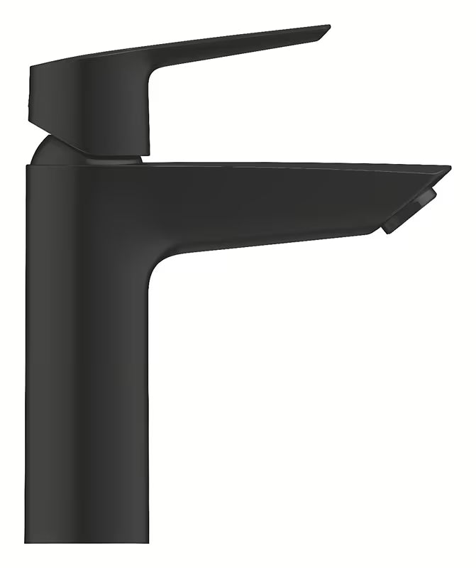 Matinės juodos spalvos svirtinis praustuvo maišytuvas Grohe Start su click-clack ir Grohe Water Saving technologija