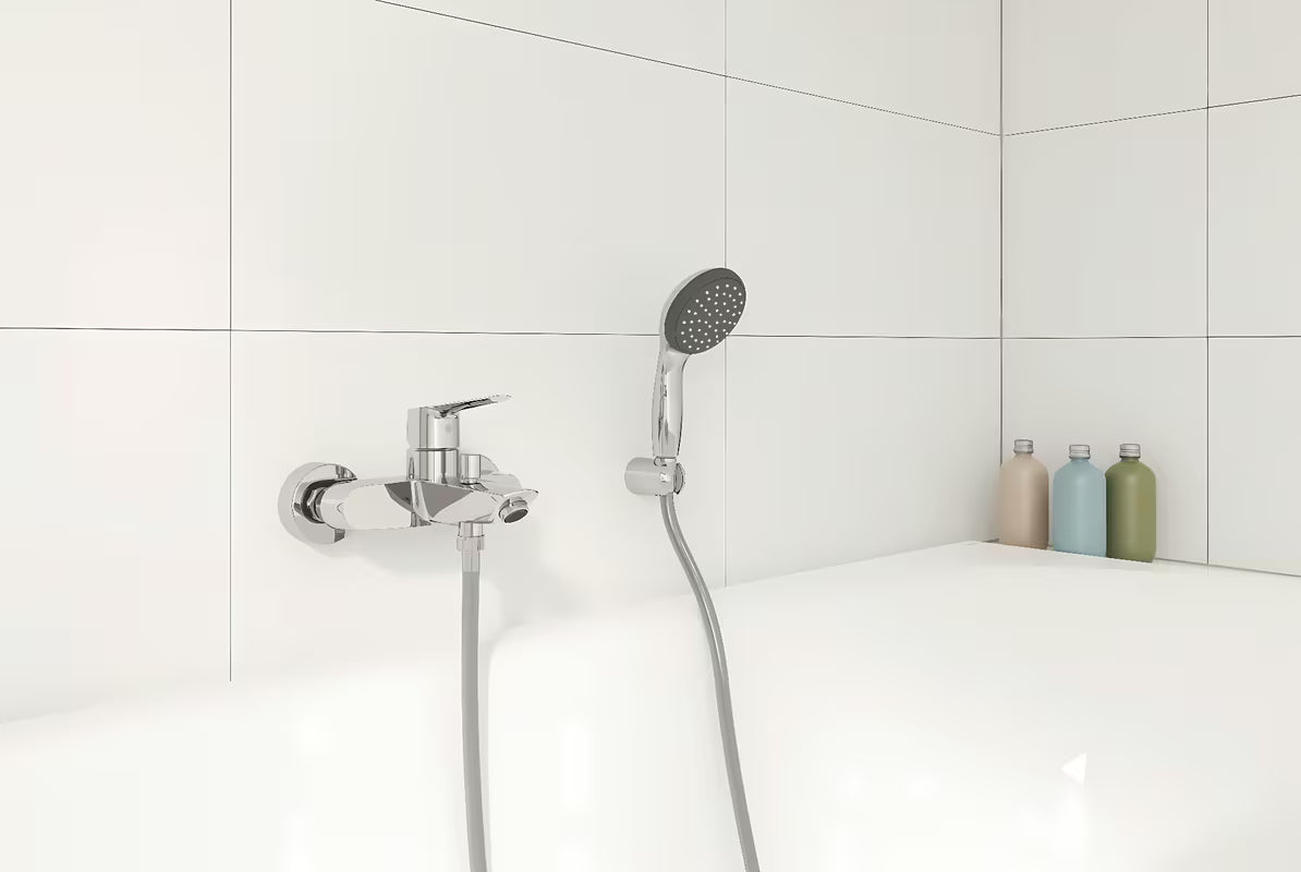 Chromuotas sieninė svirtinis vonios maišytuvas Grohe Start su automatiniu vonios / dušo perjungimu