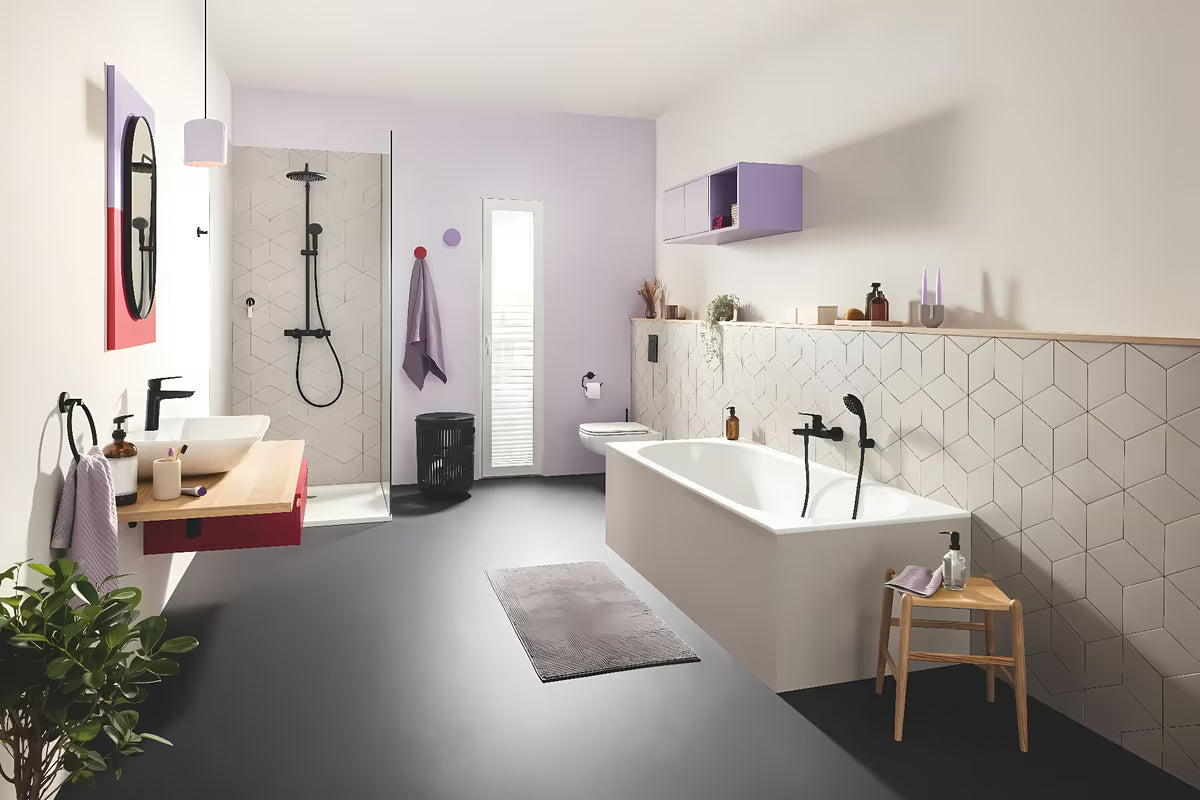 Chromo spalvos metalinis kabliukas Grohe Start Accessories su paslėptu tvirtinimu.